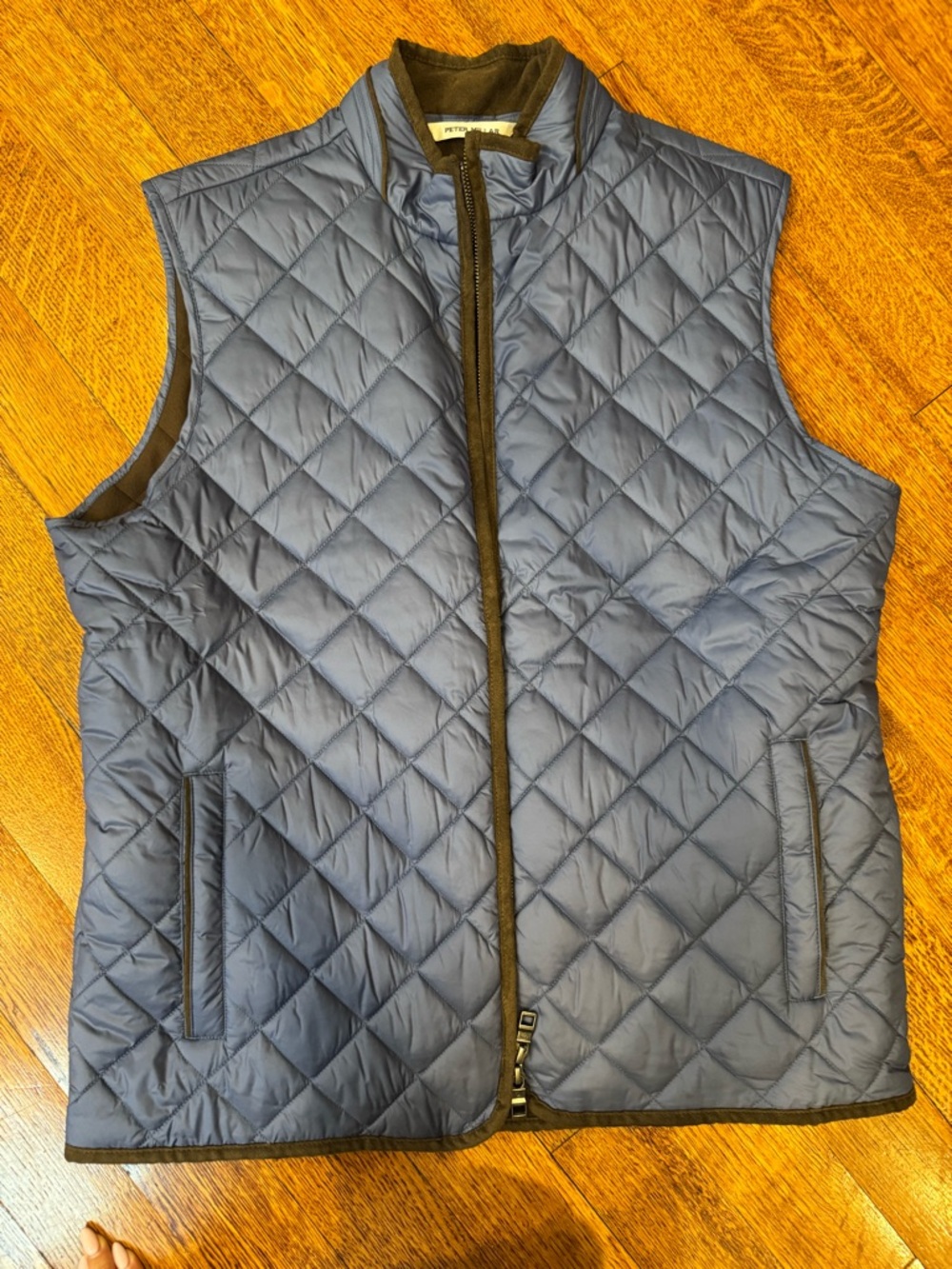 Peter Millar Essex Navy and Brown Quilted Vest Interior